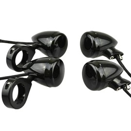 TOTMOX Black Housing 41mm Indicator Lamps Replace, LED Turn Signal Light - Motorcycle LED Turn Signal Signal Light 41mm Front Fork Clip Chrome, 4PCS