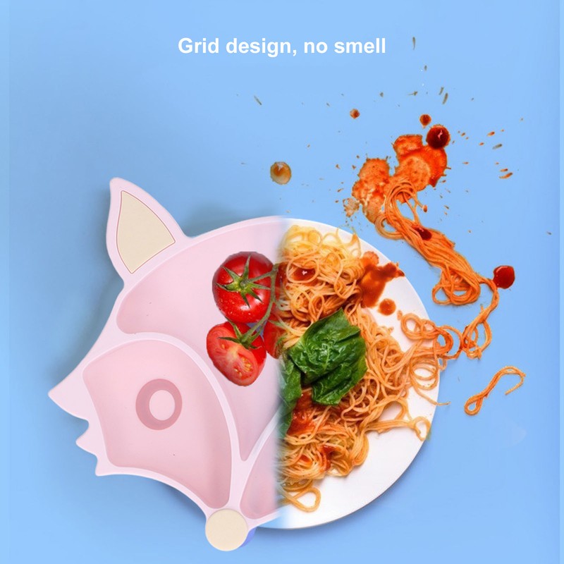 Baby Suction Plate Cute Fox Shape Non Toxic Safe 3