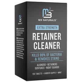 Retainer Cleaner Tablets Invisalign Cleaner FSA HSA Approved Remove Odors Discoloration Stains and Plaque 4 Month Supply Denture Cleansers Retainers Mouth Guards Denture Bath Mint - Size: 240 Count
