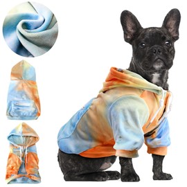HomeChi Sudadera con Capucha para Perro, Ropa de Primera Calidad para Perros en Climas Fríos, Suave y Cómoda Sudadera Perros Apta para Perro Pequeños Medianos Grandes, Tie-Dye Naranja Azul, M