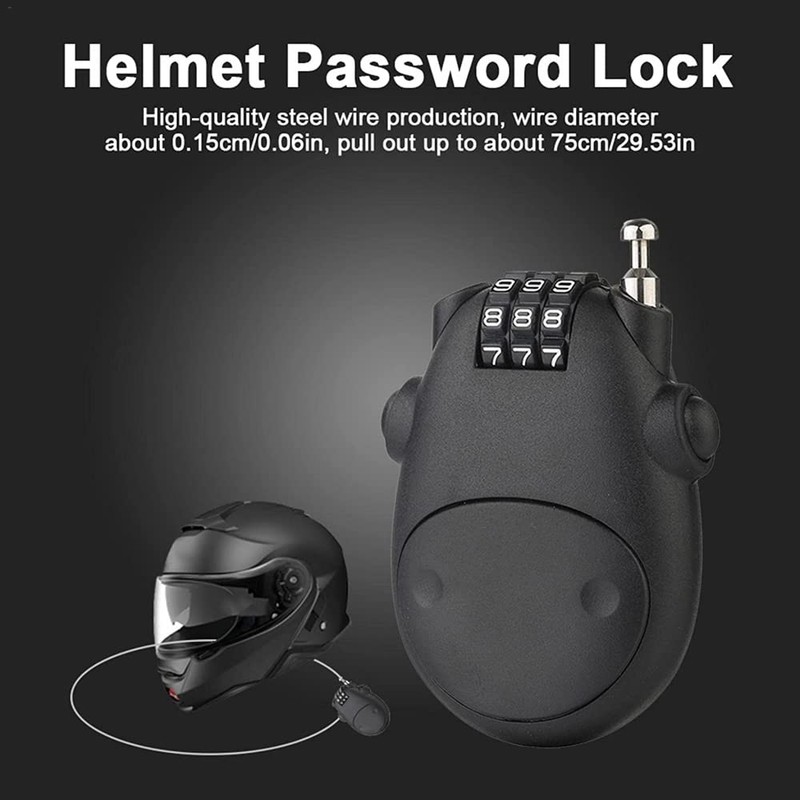 Helmet Lock Cable Bike Password Lock Telescopic Wire Rope -