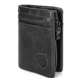 Mens Leather Wallet, YumSur Genuine Leather Wallet, RFID Blocking Men's Wallets Credit Card Holder Coin Pocket Purse External Card Bag, Tri-Fold Wallet for for Valentine's Day, Father's Day