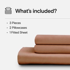 DOZ Sheet Set, 100% Viscose derived from Bamboo, Organically Grown, Buttery Soft, Cooling Sheets, High GSM, Deep Pockets - 3 Piece - 2 Pillowcases 1 Fitted Sheet (Clay, Full)