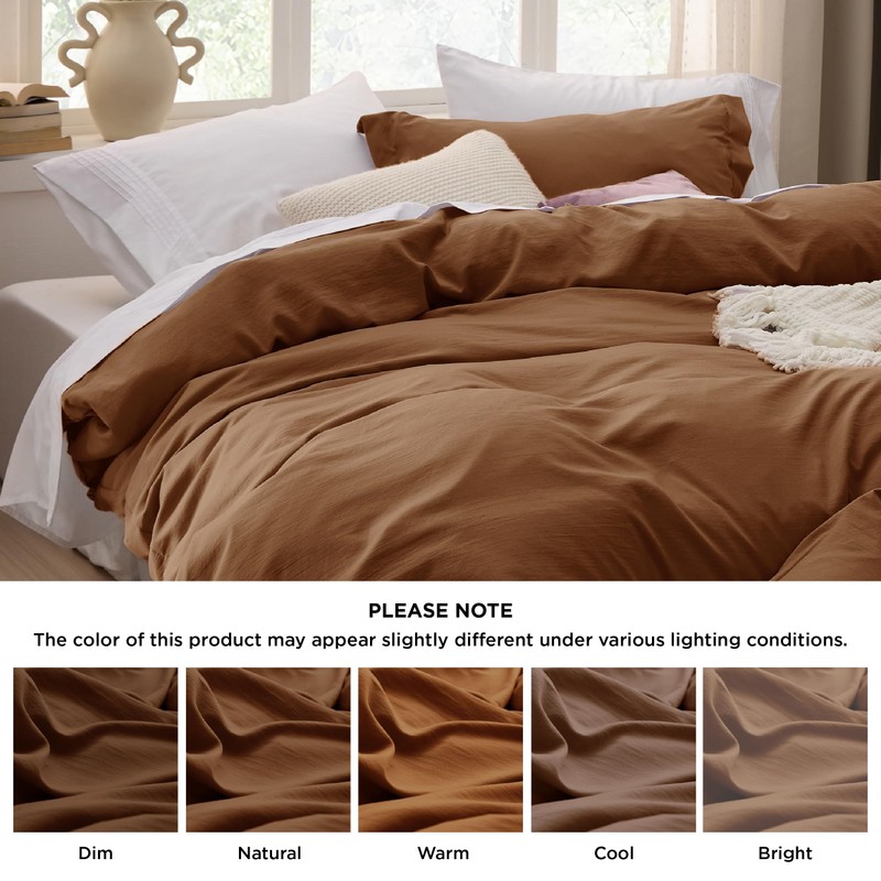 Bedsure Bedsure Brown Duvet Cover Queen Size - 3 Pieces