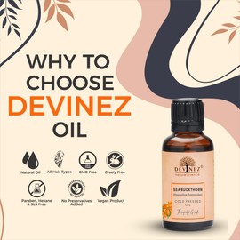 Devinez Sea Buckthorn Cold-Pressed Oil, 50ml 100% Pure, Natural & Undiluted, Calms Irritated Skin, Repairs Damaged Skin, Moisturizes Dry Skin, Soothes Sunburn, Powerful Anti-Aging Properties