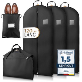 Bruce.® 3 x Premium Garment Bags incl. Shoe Bag, 120 x 60 cm, Optimised Material Thickness of 120 GSM, High-Quality Garment Cover for Suit and Dress, Breathable Suit Bag for Travel