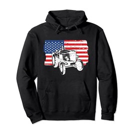 Farm Tractors I USA Flag I Patriotic Farming Gift I Farmer Pullover Hoodie