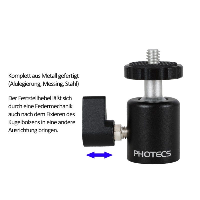 Photecs Mini Tripod Head Pro V3, CNC Machined Ball Head