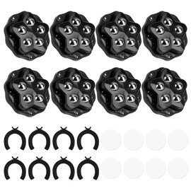 8 Stück Kugelrollen Schwerlast, Selbstklebendes Rollenrad Schwarz mit 5 Stahlkugeln und Bremse, 360 Grad Kugelrollen für Küchengeräte Möbel