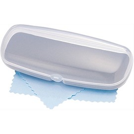 SP-D5GR Pearl Glasses Case Hard Type Clear White x Gray with Cross