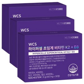 Nutricore WCS Hypercell Supercritical Vitamin K2+D3 300mg x 30 tablets x 3 boxes 3 months / 뉴트리코어 WCS 하이퍼셀 초임계 비타민 K2+D3 300mg x 30정 x 3박스 3개월