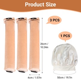 4 Pcs BMYUK Overnight No Heat Hair Curls No Heat for Heatless Curling Set for Wrapping and Sleeping at Night Jumbo Flexi Rods for Long Hair Brown