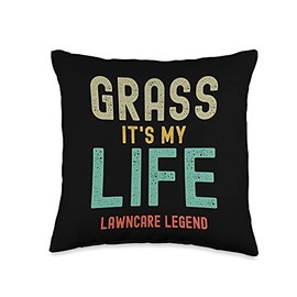 Funny Lawn Care Grass Cutting Mowing Feeding Watering Treat Throw Pillow
