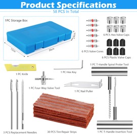 VMUTGA 58 Piece Tyre Repair Kit, Car Tyre Repair Kit, Puncture Kit, Portable Tyre Repair Tools Kit for Car, Motorcycle, Tractor, Truck, ATV, Motorhome