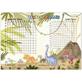 PICTALOO Dinosaur Hunting Game Pad Set, Stone Age Ships Sinking Fleet Maneuver with 50 Sheets per Pad, DIN A5, Travel Game for Travel, Boys Girls Adults, Family Game German (Set of 2)