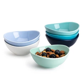 Sweese Porcelain Small Bowls 4 oz Set of 6 - Assorted Colors for Dipping, Snack, Sauce, Side Dishes - Microwave Dishwasher Safe