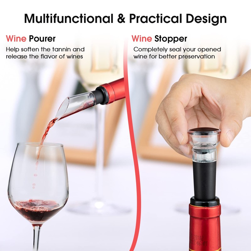 COSTWAY Electric Wine Bottle Opener Set, 6-in-1 Rechargeable Corkscrew Opener