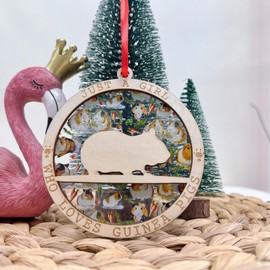 Just A Girl Who Loves Pigs Ornament Christmas, 2 Layers Xmas for Tree Decoration, Pig Gift Idea for Women Girl Daughter, Gift for Pig Lovers, Cute Pigs with Floral Ornament, Animal, Farmer, Farmhouse