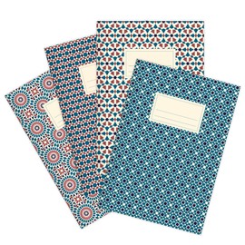 etmamu 721 Set of 4 Notebooks Morocco Pattern No. 2 A5, 32 Sheets Squared