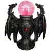 Gothic Medieval Saurian Double Dragons With Gazing Plasma Ball Resin