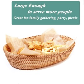 12.6 Inch Woven Bread Basket Fruit Basket for Kitchen Counter Wicker Handmade Long Bread Serving Basket Food Organizer Display Basket Storage Basket for Spoon Fork Napkin