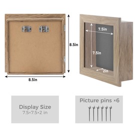 Frametory, 8x8 Shadow Box Frame - Front Opening - 2 inch Depth Display Box for Wall and Tabletop Display- Memory Box, 6 Pins Included (8x8, Black)