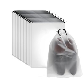 Cangfort 12 PCS Travel Shoe Storage Bags - Water Resistant, Transparent, Portable with Drawstring for Men & Women. Ideal for Suitcase Organization & Clear Shoe Storage(14IN X 12N)