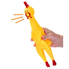 Animolds Squeeze Me Rubber Chicken Toy | Screaming Rubber Chickens for Kids | Novelty Squeaky Toy Chicken (Square Random Color)