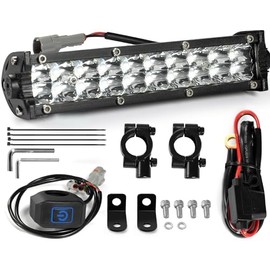 Dirt Bike Light Bar Universal for Most 7/8" Handlebar Motorcycle, Fits for CRF110 KLX110 TTR110 YZF450 RM85, 7-Inch 60W 6000-6500K Clear Headlight, Plug and Play