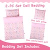 Doll Bedding 2 Pc. Set Pink Rabbit Print Bedding Pad/Mattress/Blanket