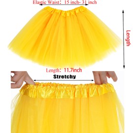 jiebor 80s Costume Accessories Outfits for Girls Kids Tutu Skirt Leg Warmers Fishnet Gloves Shutter Glass Necklace Headband Yellow