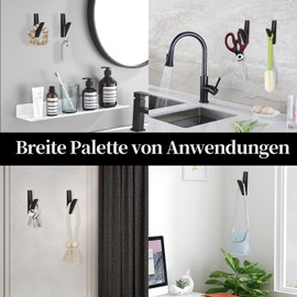 DAIRYCOF Coat Hooks, Black Clothes Hooks for Acoustic Panels, Zinc Alloy Coat Hooks, Wall Hooks, Coat Hooks for Bathrooms, Kitchens (8 Pieces, Black Zinc Alloy)