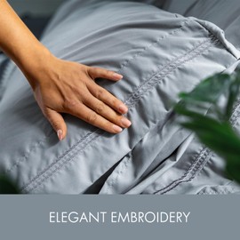 RITZANI Queen Size Sheet Set Deep Pocket- 6 Piece Ultra Soft Machine Washable Luxury Bed Sheet Set - Shrinkage & Fade Resistant Embroidered Bedding Sheet (Queen, Steel Blue)