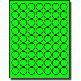1,260 Label Outfitters® Laser Only Fluorescent Neon Green 1 inch Diameter Round Labels, 20 Sheets