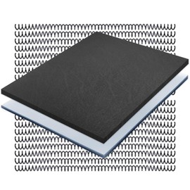 Binditek 60 Pack Binding Kits, Includes 20 8 Mil PVC Clear Covers, 20 1/2" Spiral Coils, 20 16 Mil Black Leather-Textured Polycovers, for Letter Size, Un-Punched