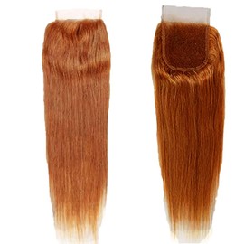 Tuheerst Straight Human Hair Closure 4 x 4 Lace Closure Human Hair Brown Remy Hair Pre Bleached Knots with Baby Hair Free Part for Woman 26 Inches