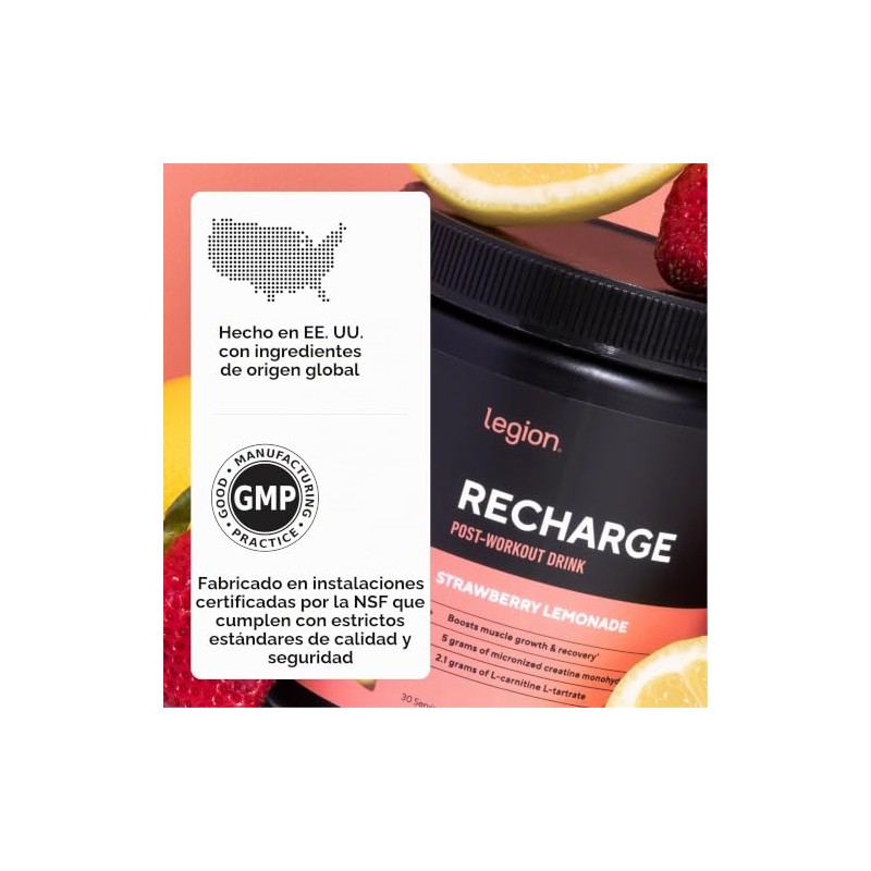Legion recharge post workout con creatina 30 servs sfn fruit