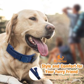 HYDEME Tactical Dog Collar Adjustable Nylon Collar with Control Handle and Heavy Metal Buckle for Medium and Large Dogs, with Patches&Airtags Case&Poop Bag Dispenser&Portable Bowl.(XL, DarkBlue)