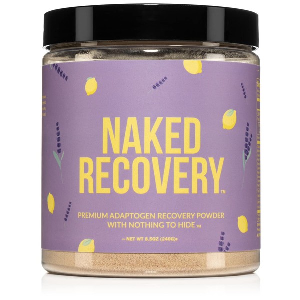 Naked Recovery - Mushroom Supplement Powder - Lions Mane, Cordyceps, Reishi, Tart Cherries, Lemon Balm - Adaptogen Wellness Formula, Stress Relief, Muscle Recovery, Increased Endurance - 30 Servings