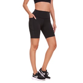 AMYTIS Damen Kurze Shorts Blickdicht Sporthose High Waist Damen Radlerhose Kurz Hose Leggings mit Taschen Elastisch Unterhosen Laufhose Yoga Fitness Hotpants Sommer Boxershorts