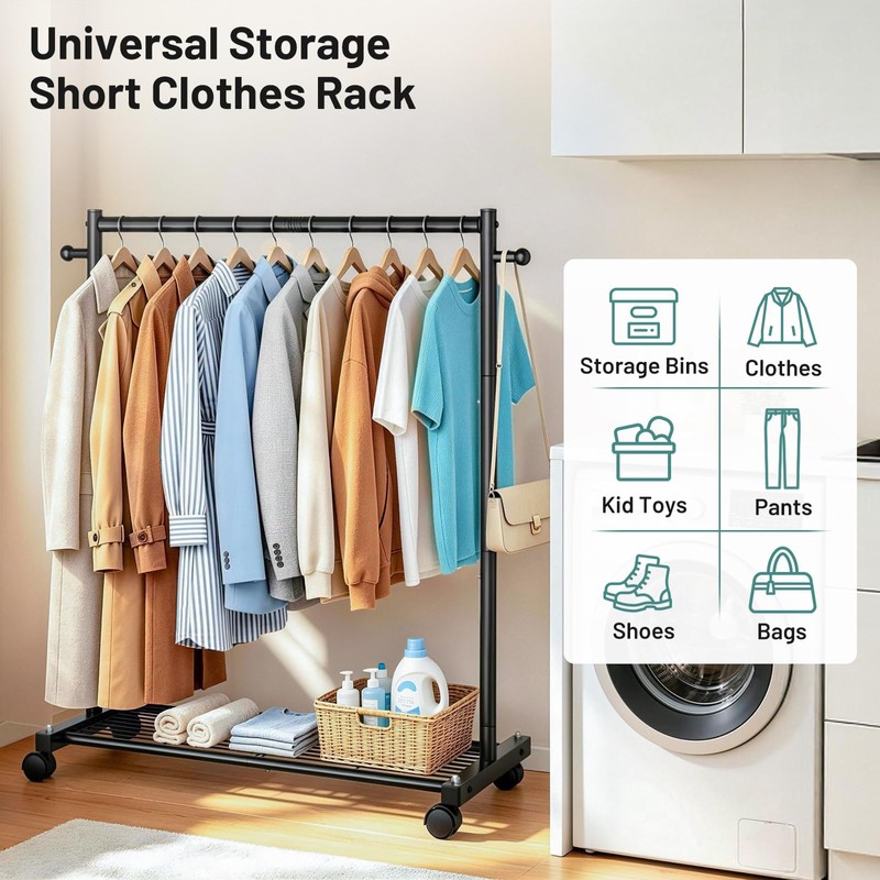 AOODA Short Clothing Rack for Hanging Clothes, Metal Small Clothes