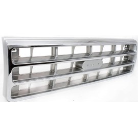 Garage-Pro Grille Assembly Compatible with 1987-1988 Ford Bronco, Ford F-150, Ford F-250, Fits 1988 Ford F Super Duty, Ford F53, Ford F59 Chrome Shell with Painted Silver Insert