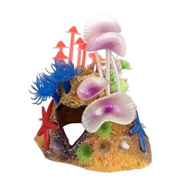 TECHPLUS Colourful Coral Cave Fish Tank Rock Decor - Resin Aquarium Plant Ornament for Betta Fish, Shrimp, and Goldfish Tanks (color1)