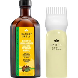 Nature Spell Jamaican Black Castor and Rosemary Oil Blend for Hair & Scalp with Comb Applicator, Pre-Diluted Oil to Strengthen Roots and Smooth Strands, For All Hair Types, Vegan, 150ml
