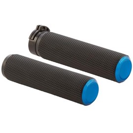 Arlen Ness 07-335 Fusion Series Grips - Knurled - Blue Anodized