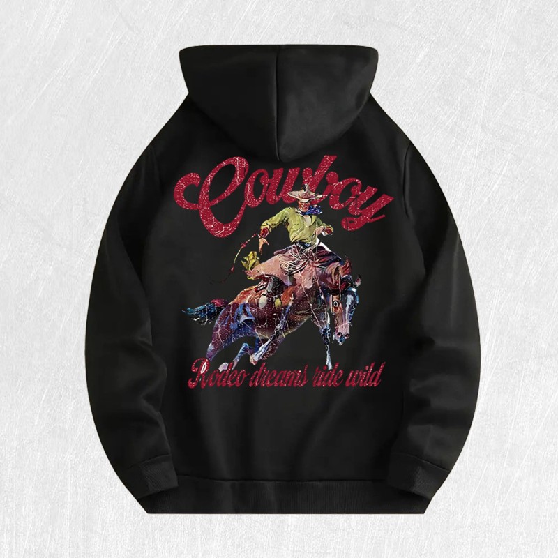 Cowboy Rodeo Graphic Hoodie 100% Cotton US Warehouse 6 ColorsColor: