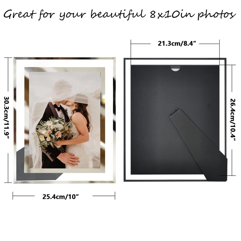 LUCKYLIFE 8x10 Picture Frame Glass for Tabletop Display Vertical or