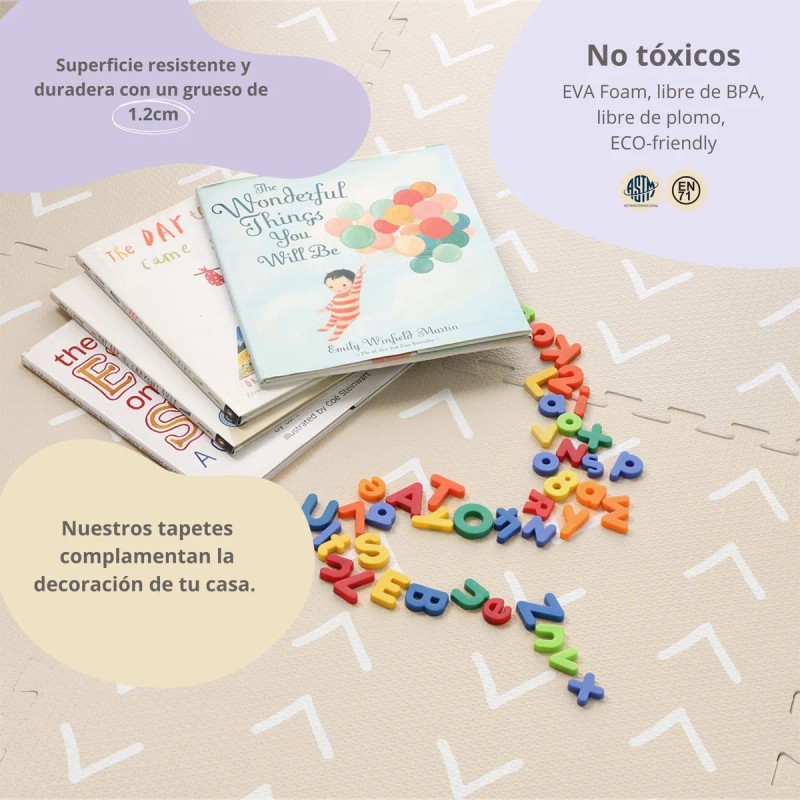 Tapete Para Bebé Flechas Blancas Espacio Seguro Y Suave