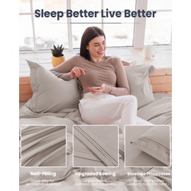 MISSQ 4-Piece California King Sheet Sets - Microfiber Bed Sheets with Embroidery - Super Soft Luxury Sheet Set with 16" Deep Pocket - Wrinkle-Free, Fade-Resistant, Stain-Resistant, Easy Care