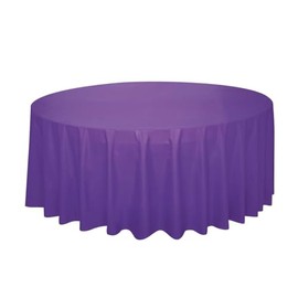 Unique 47039 Round Plastic Tablecloth-2.13 m-Neon Purple